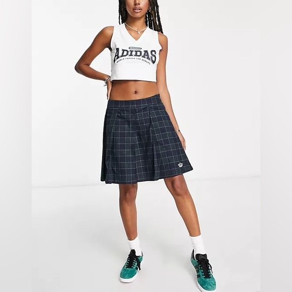 ADIDAS Originals 'Preppy Varsity' Checked Pleated Tennis Skirt - Picture 5 of 11